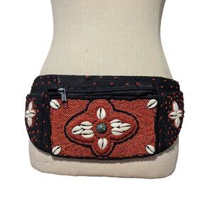 Vintage Belt Bag Fanny Pack Cowrie Shell Ladakh Bead Turquoise Festival Boho